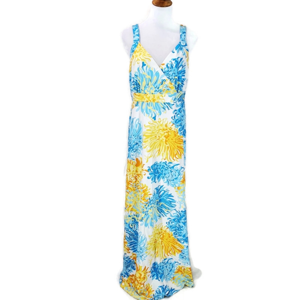 J. McLaughlin Blue and Yellow Floral Maxi Dress